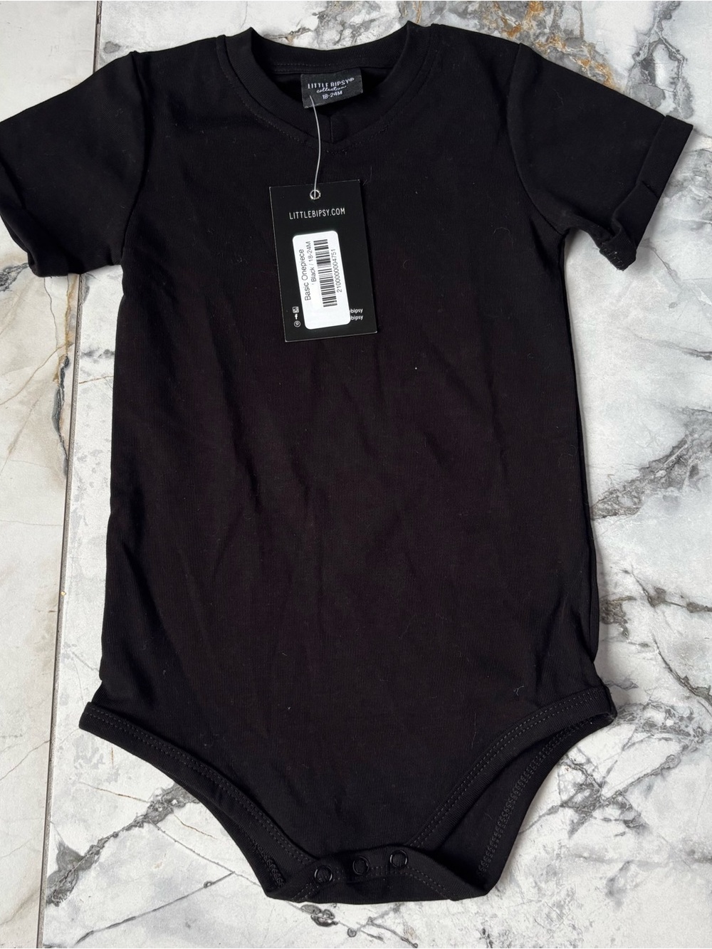 Little Bipsy Black Short-Sleeve One-Piece Bodysuit